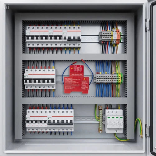 Electrical panel fire protection device designed to suppress short-circuit fires automatically.